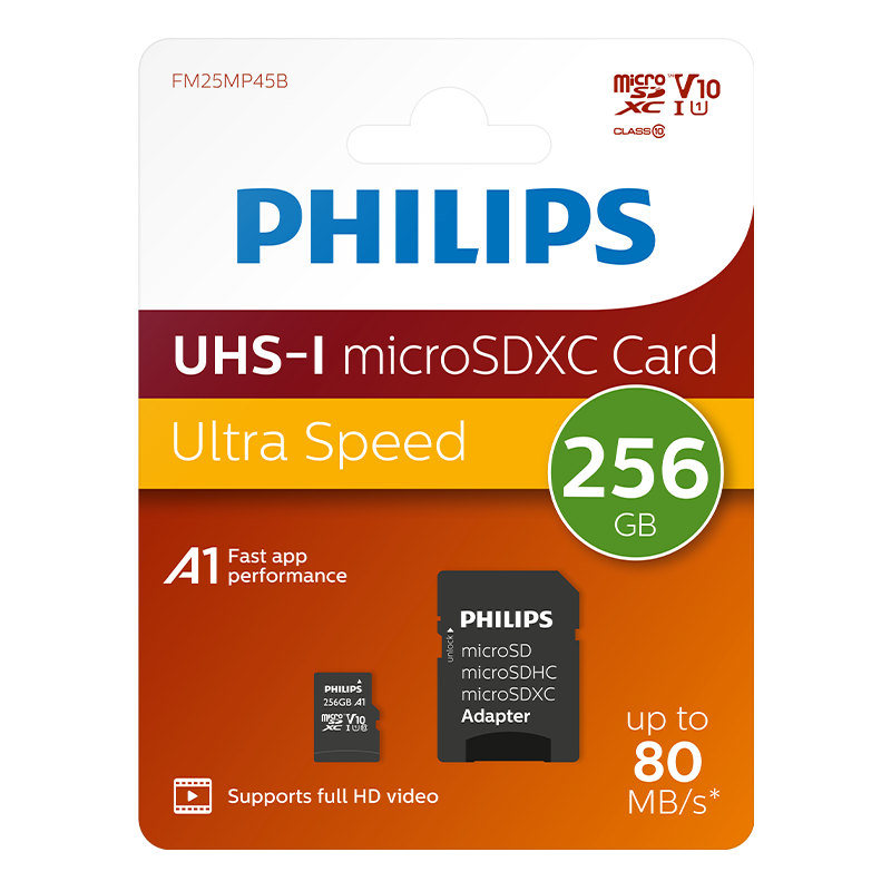 Phılıps 256Gb Mıcro Sdxc 80 Mb/S C10 Fm25Mp45B/00