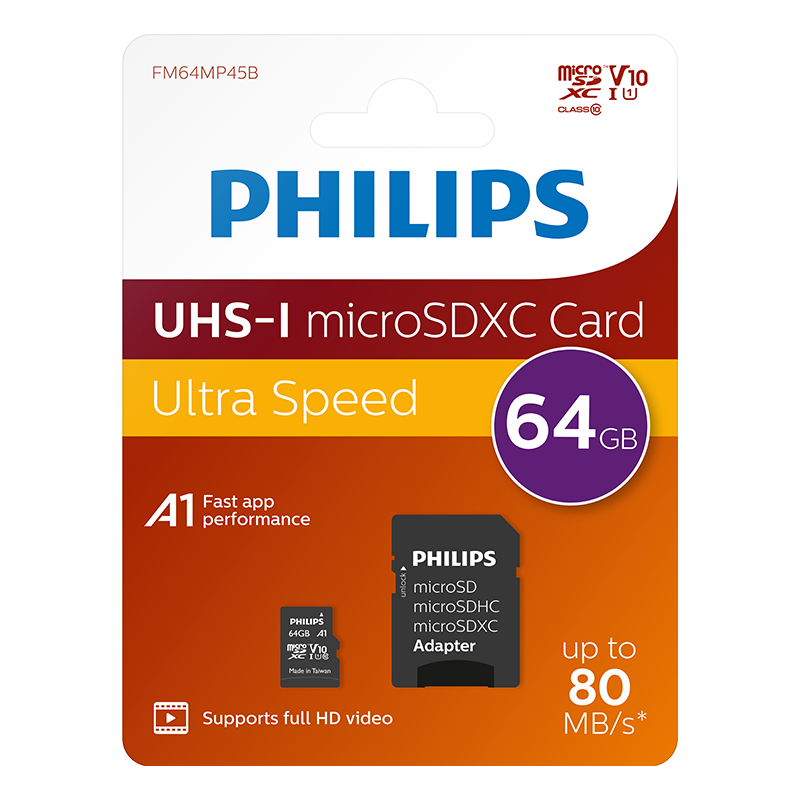 Phılıps 64Gb Mıcro Sdxc 80 Mb/S C10 Fm64Mp45B/00