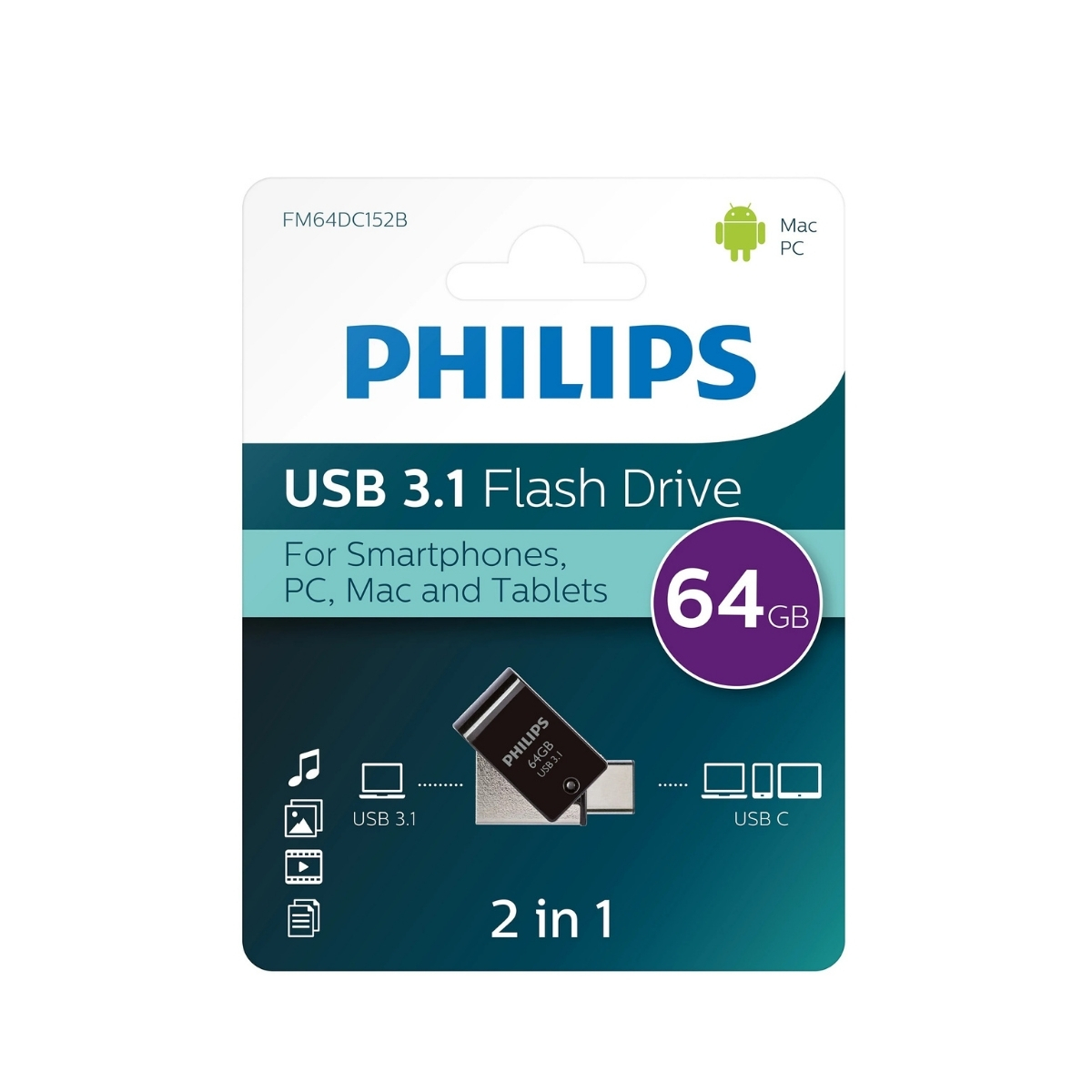 Phılıps 64Gb Usb3.1 Type-C 100/150 Mb/S Fm64Dc152B/00