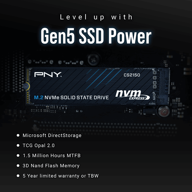 Pny Cs2150 2Tb  10200/8500 Nvme Pcıe Gen5X4 M.2 Ssd (M280Cs2150-2Tb-Tb)