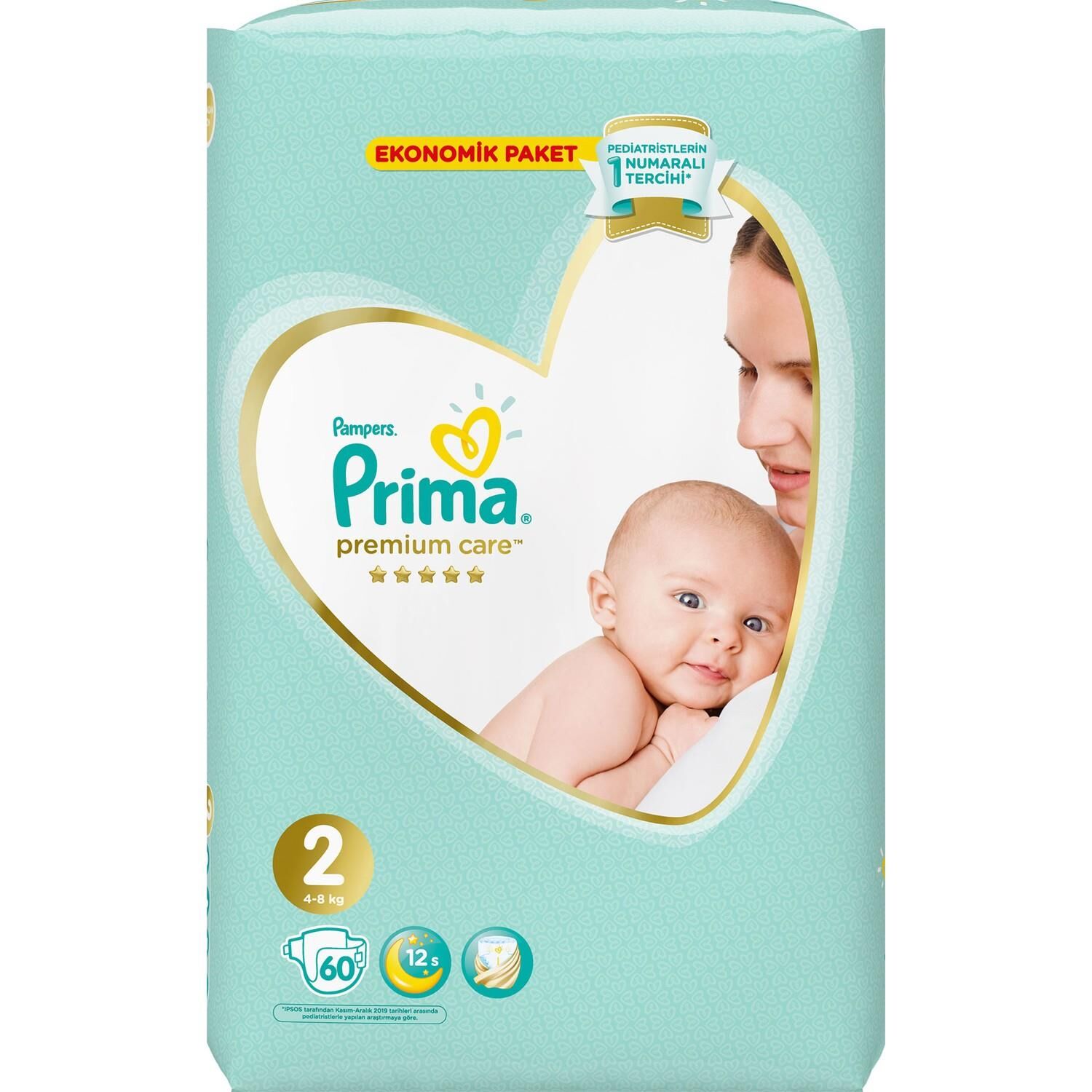 Pri̇ma Premi̇um Care Bebek Bezi̇ Ekonomi̇k Paket 2 Beden 60 Adet
