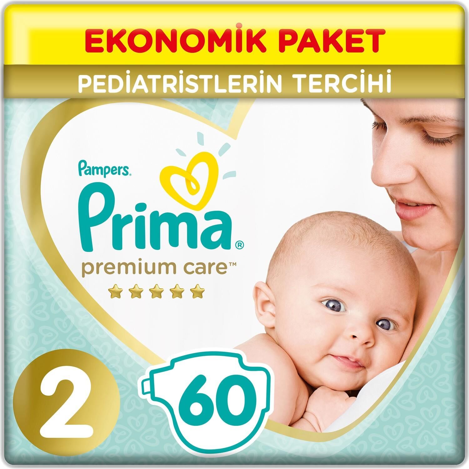 Pri̇ma Premi̇um Care Bebek Bezi̇ Ekonomi̇k Paket 2 Beden 60 Adet