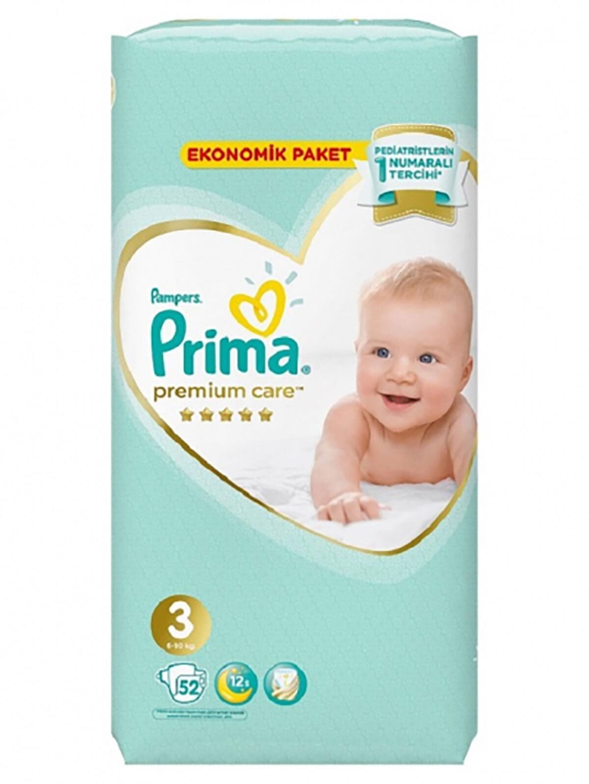 Pri̇ma Premi̇um Care Bebek Bezi̇ Ekonomi̇k Paket 3 Beden 52 Adet