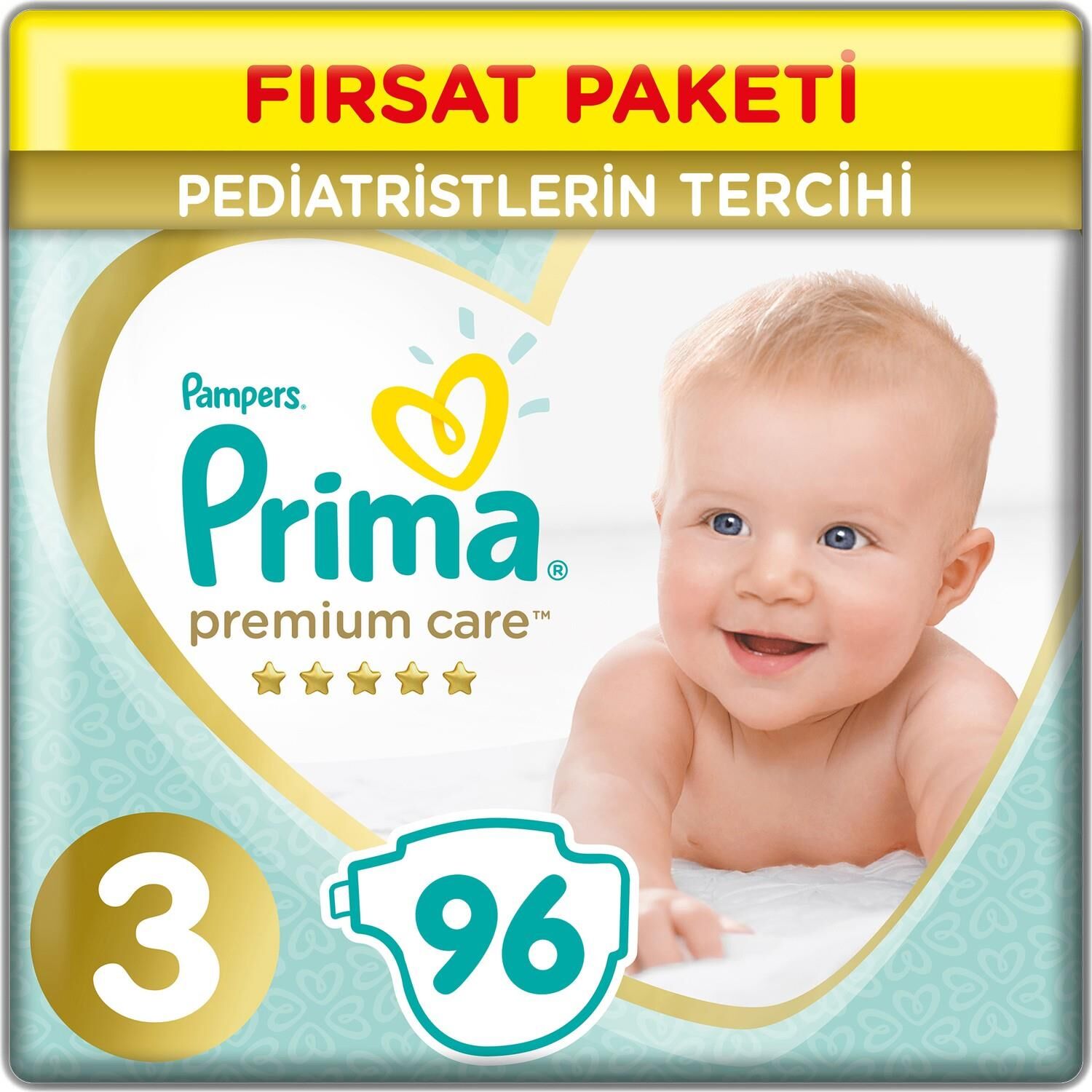 Pri̇ma Premi̇um Care Bebek Bezi̇ Fırsat Paketi̇ 3 Beden 96 Adet
