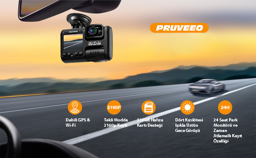 Pruveeo D30 Wı-Fı 4K Arac Kamerası
