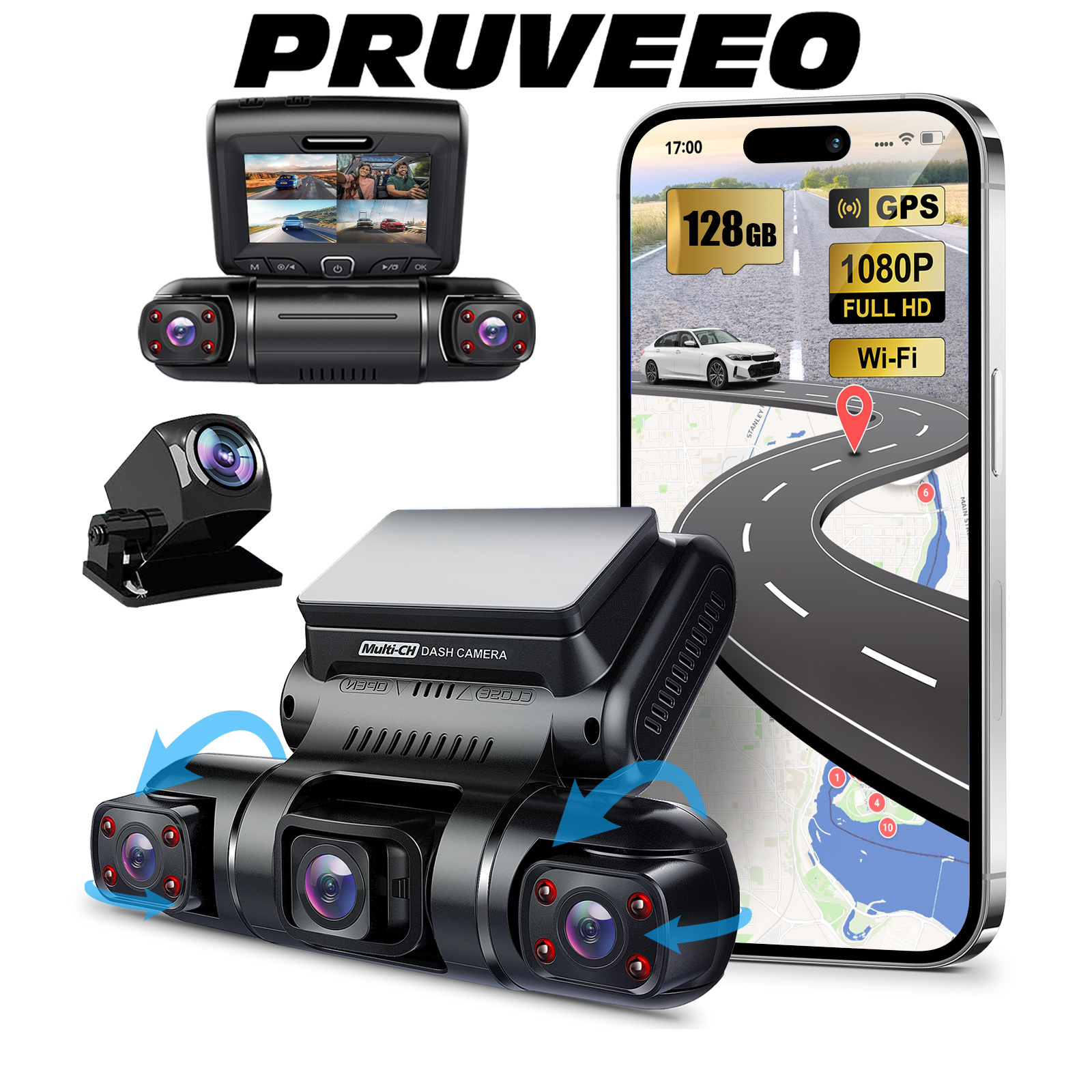 Pruveeo D90-4Ch Fhd Wı-Fı Gps + 128Gb Sd Kart Kame