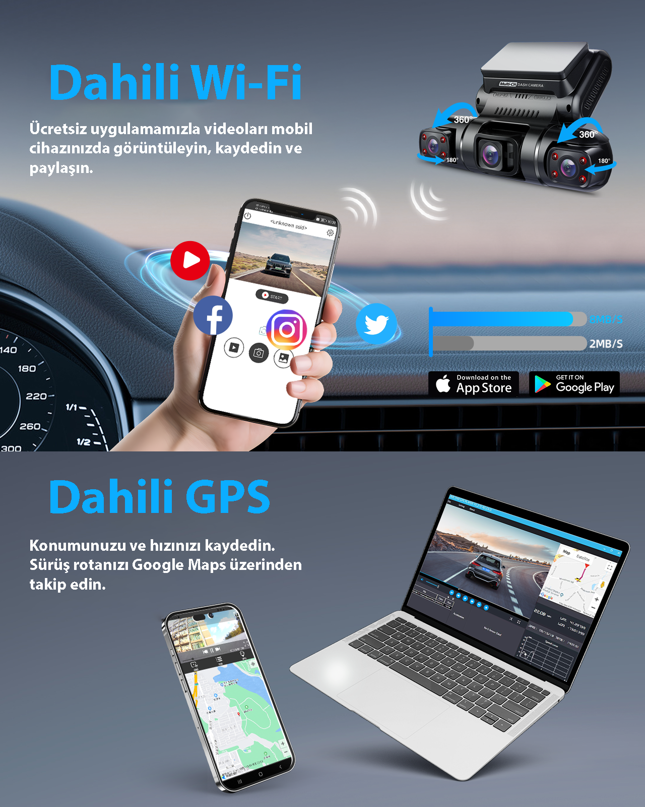 Pruveeo D90-4Ch Fhd Wı-Fı Gps + 128Gb Sd Kart Kame