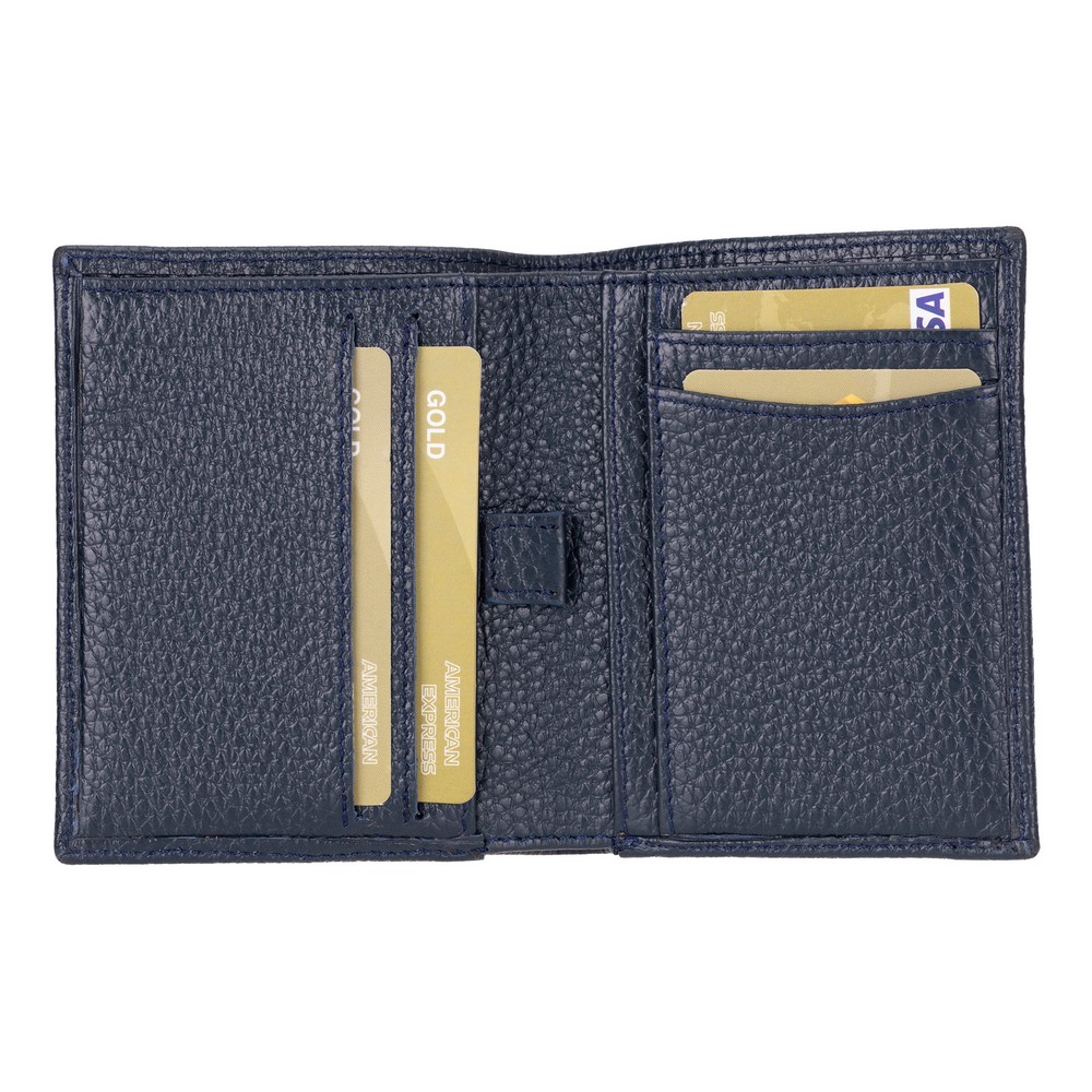 Purahi̇de Deri̇ Cüzdan, 7 Adet Kart Bölmesi̇, Dokulu Laci̇vert