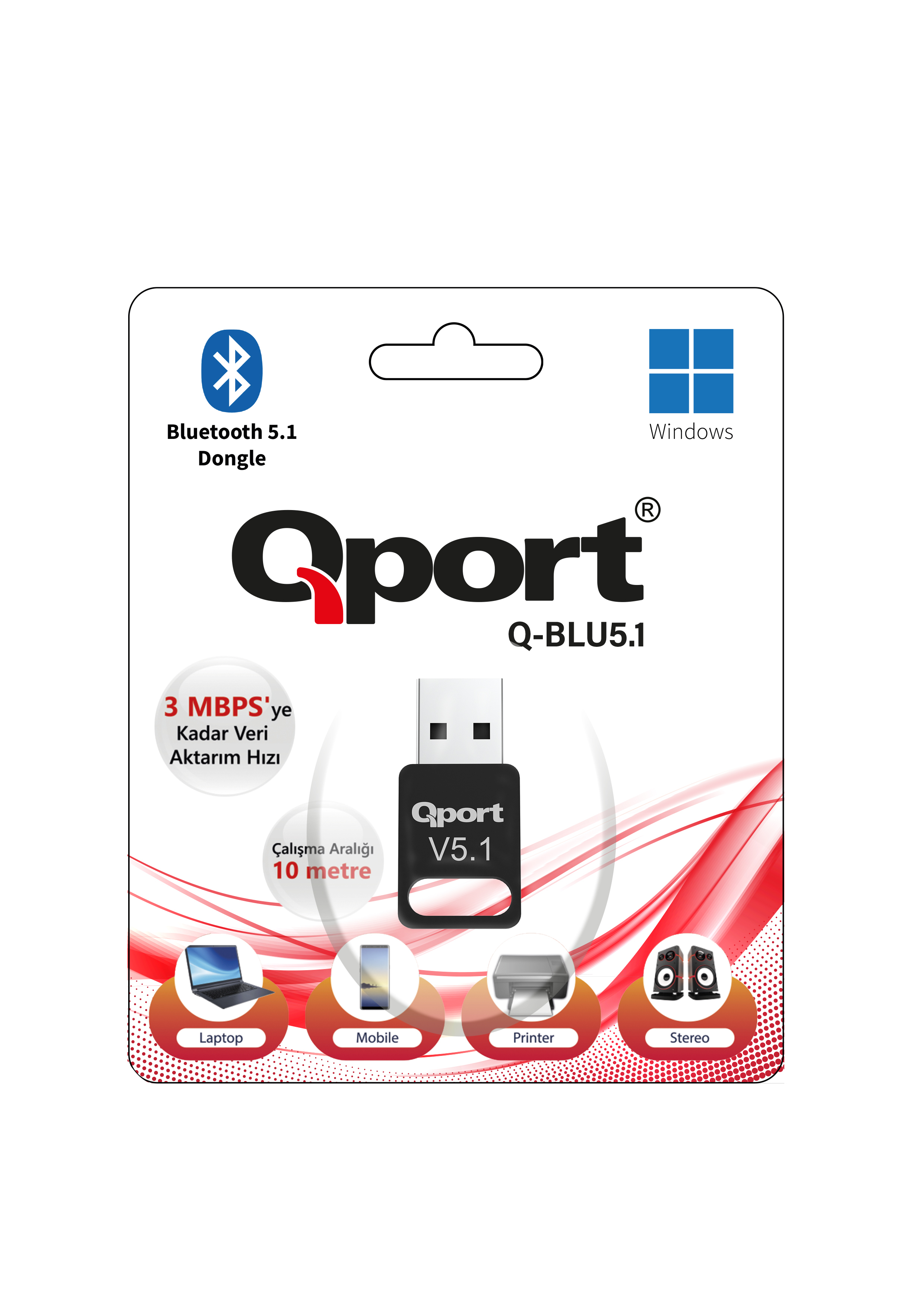 Qport Q-Blu5.1 Bluetooth V5.1 Usb Adaptor