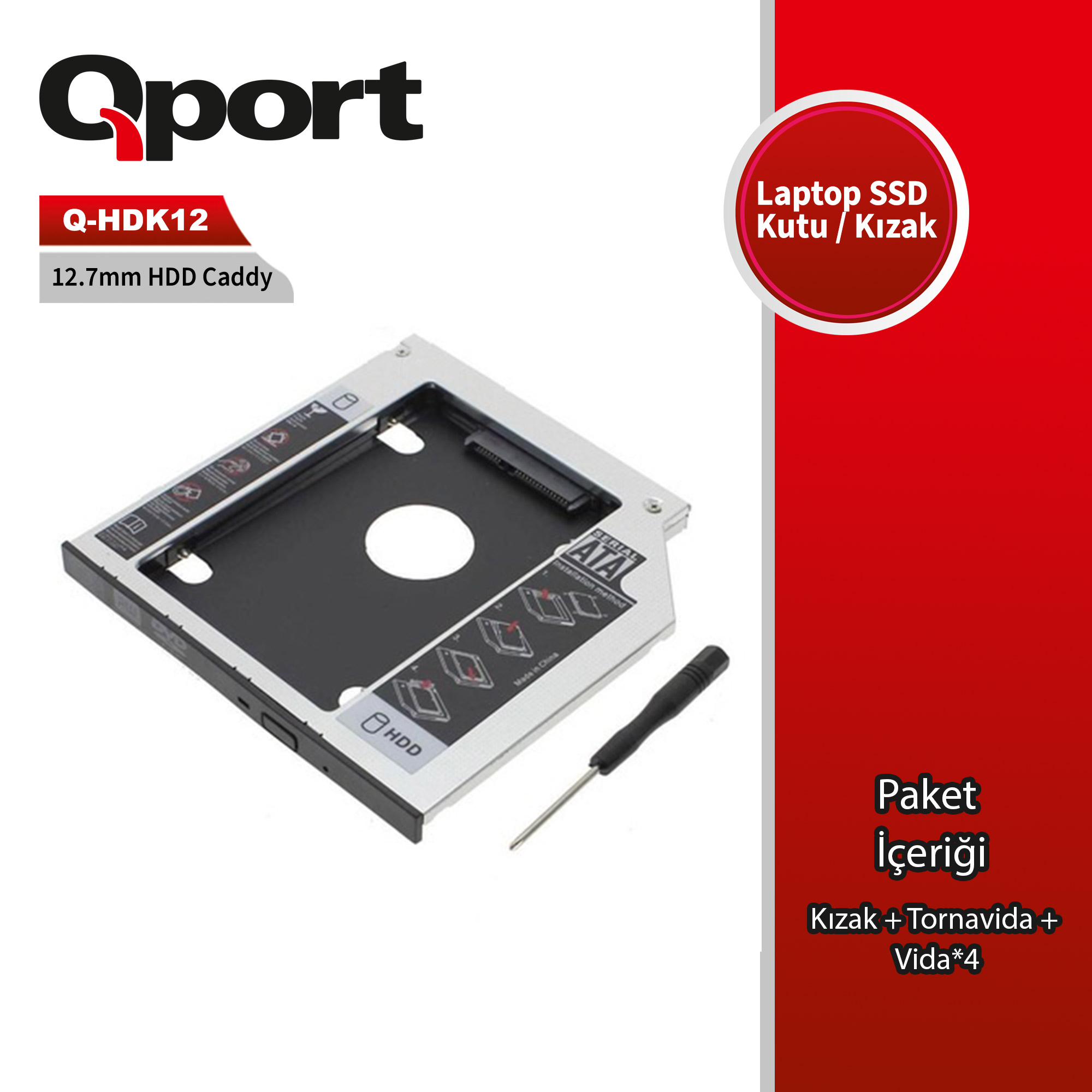 Qport Q-Hdk12 2.5&Quot Hdd/Ssd Uyumlu Cevırıcı 12.7&Quot Kızak