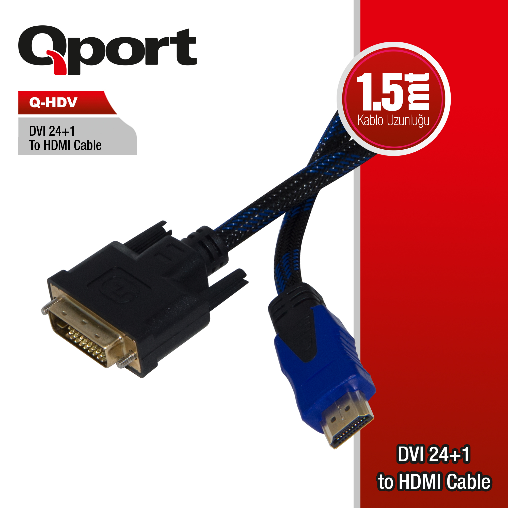 Qport Q-Hdv Dvı To Hdmı 24+1 Converter Çevi̇ri̇ci̇