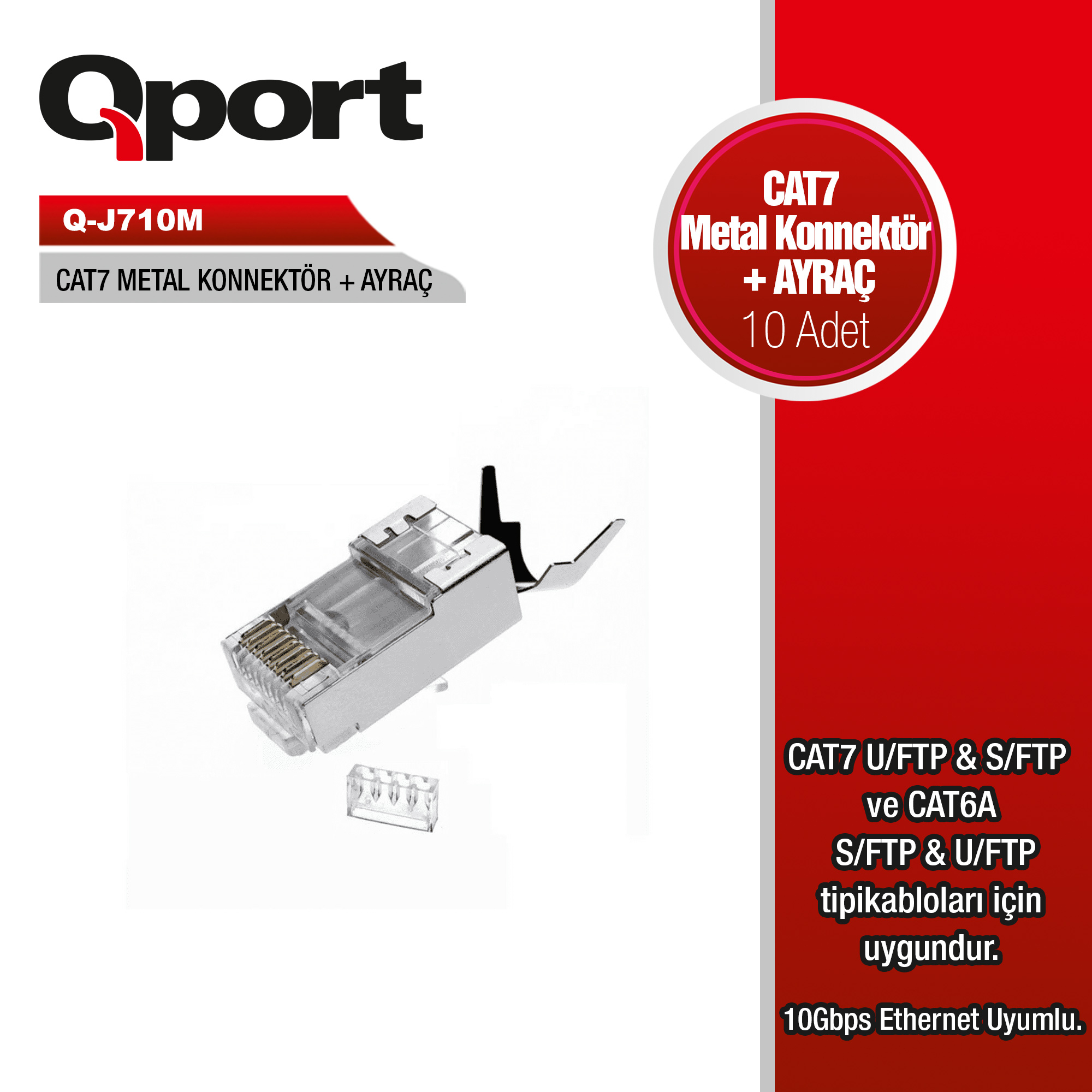 Qport Q-J710M  Cat7 Konnektör Ve Ayraç 10 Adet