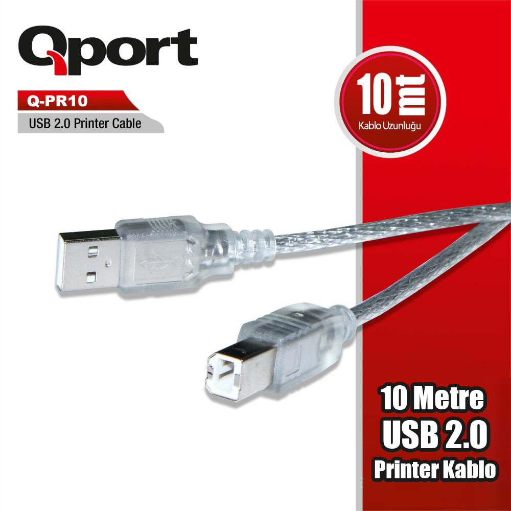 Qport Q-Pr10 Usb 2.0  10 Metre Prınter Kablosu