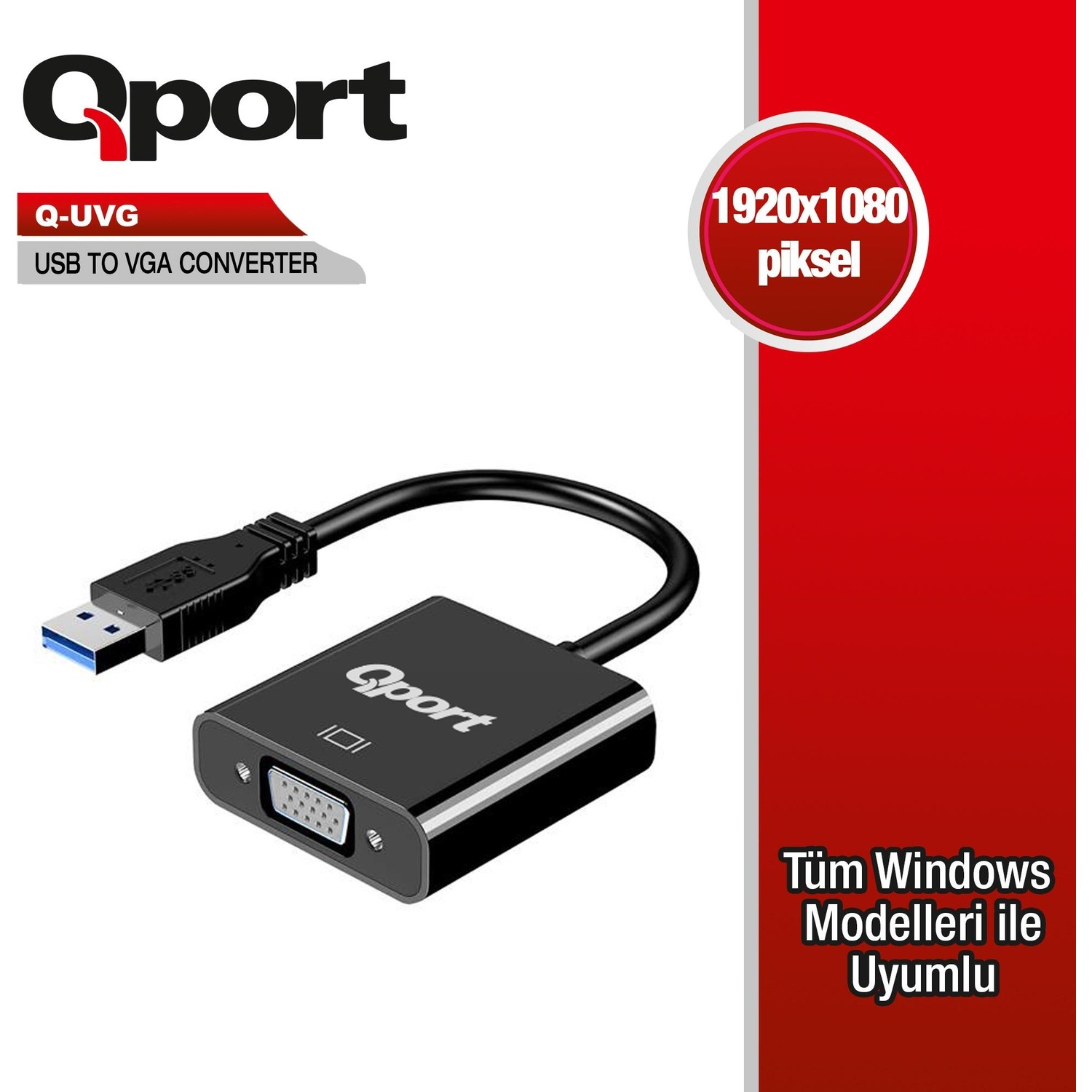 Qport Q-Uvg Usb 3.0 To Vga Çevi̇ri̇ci̇