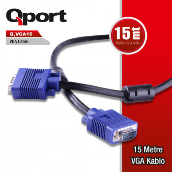 Qport Q-Vga15 15 Pi̇n Vga Kablo 15 Mt