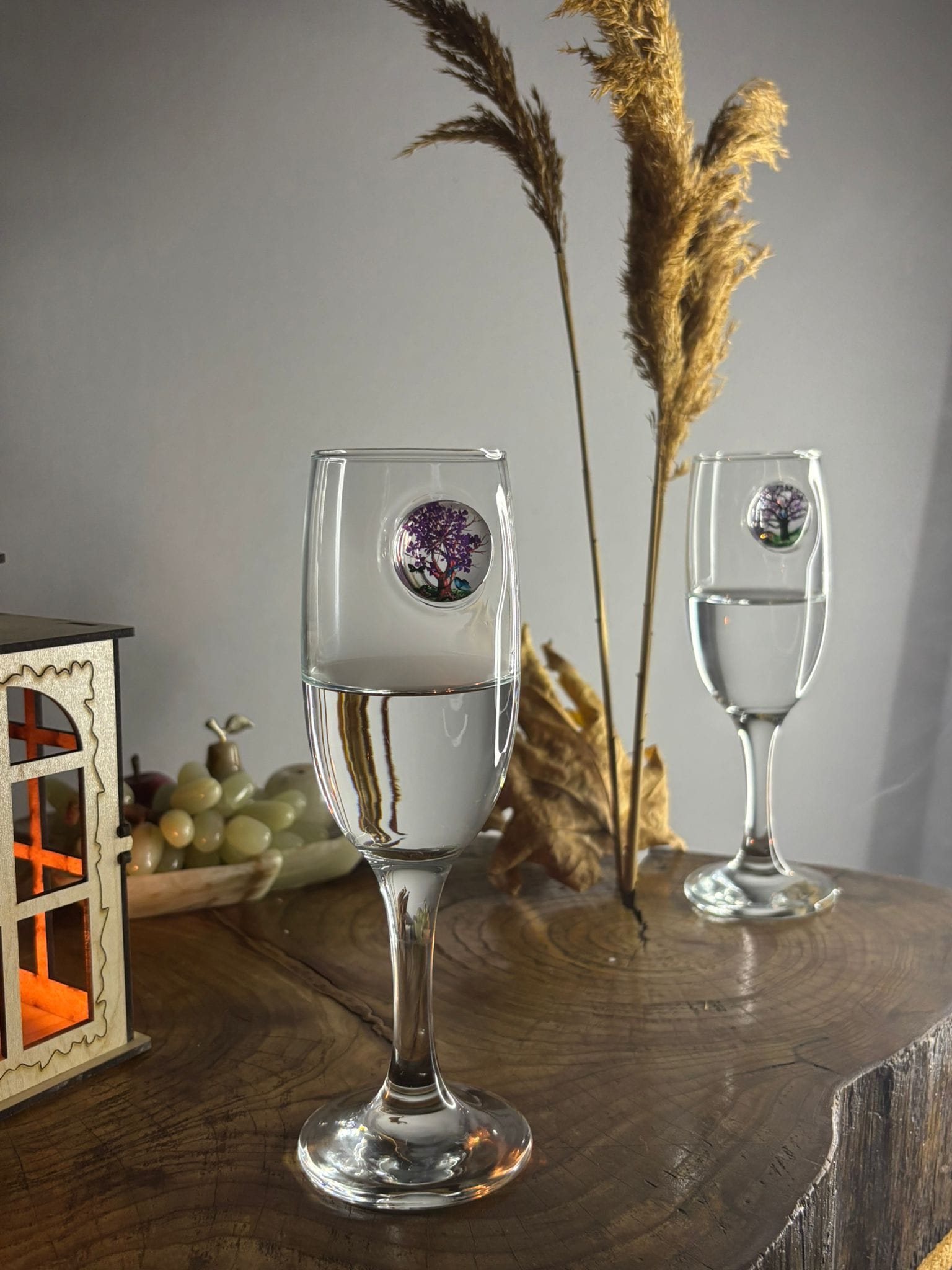 Şampanya Kadehi̇ Ağaç Fi̇gürlü 2 Li̇