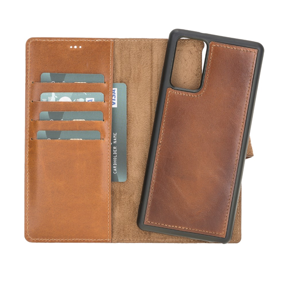 Samsung Galaxy Note 20 Uyumlu Deri̇ Cüzdanlı Kılıf Rst2Ef Taba