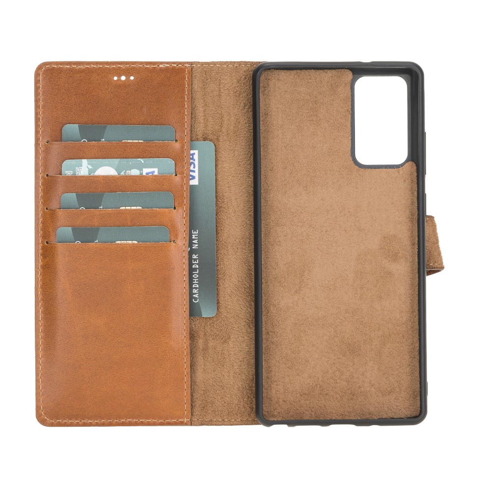 Samsung Galaxy Note 20 Uyumlu Deri̇ Cüzdanlı Kılıf Rst2Ef Taba