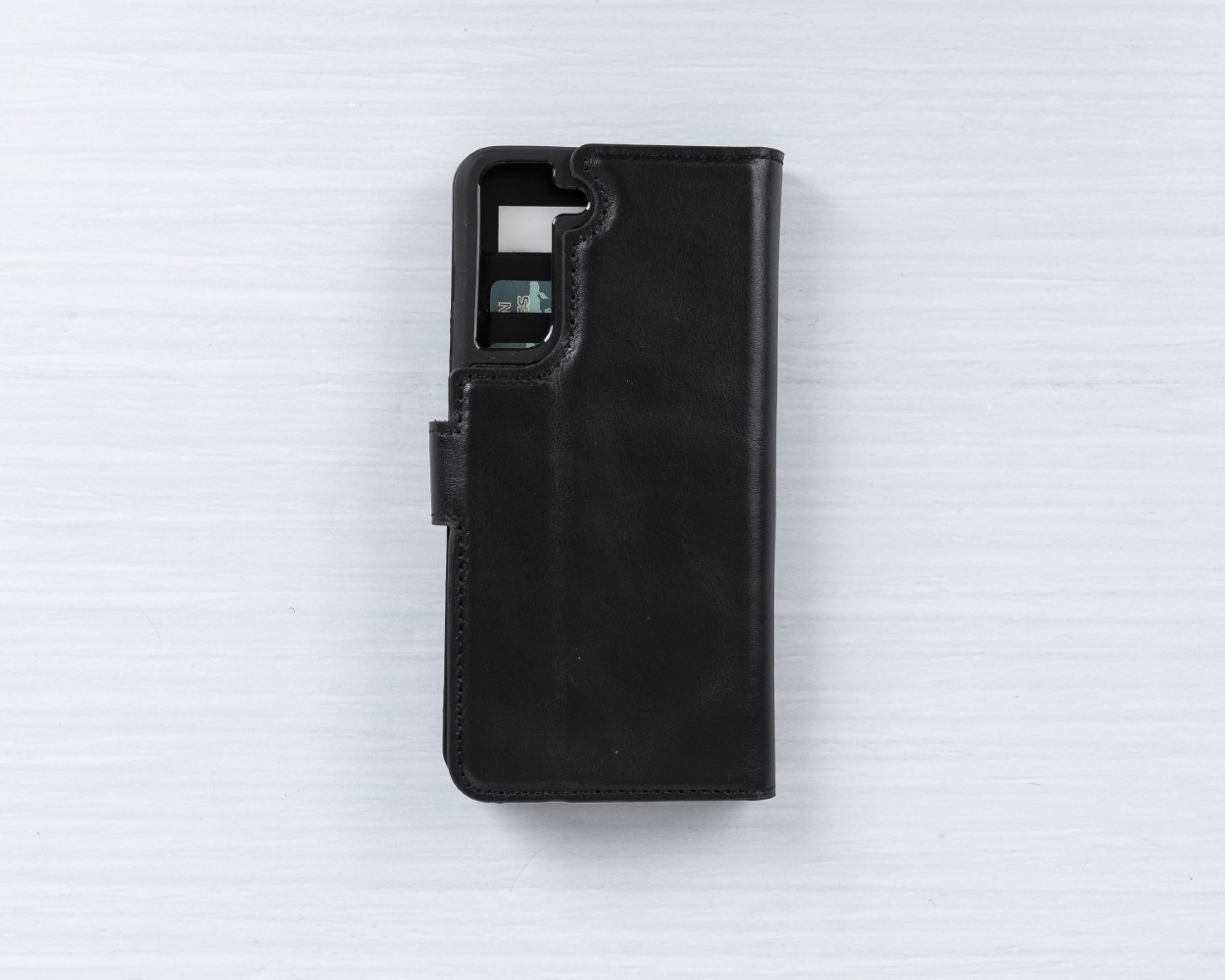 Samsung Galaxy S21 Fe Uyumlu Deri̇ Cüzdanlı Kılıf Rst1 Si̇yah