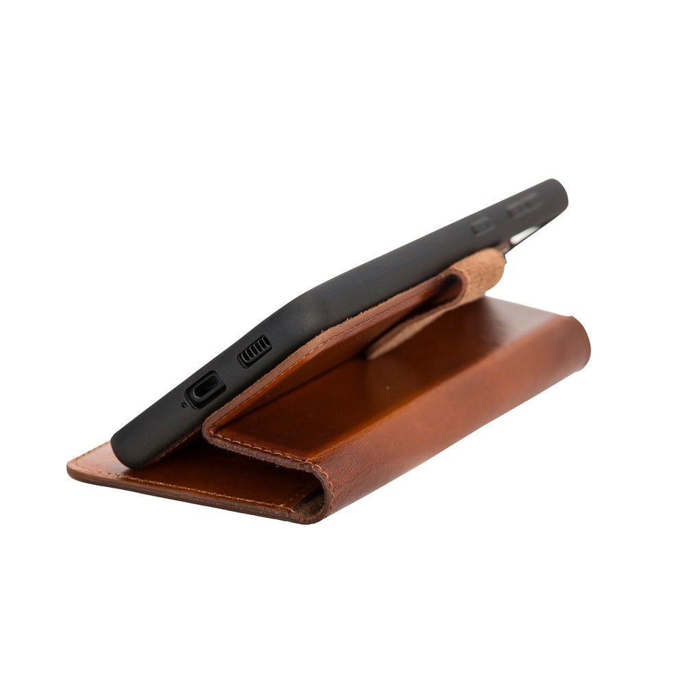 Samsung Galaxy S21 Plus Uyumlu Deri̇ Cüzdanlı Kılıf Rusti̇k Taba