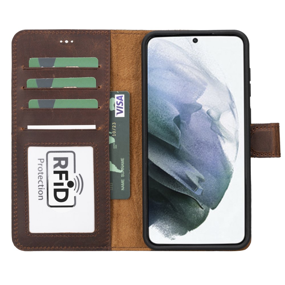 Samsung Galaxy S23 Plus Uyumlu Deri̇ Cüzdanlı Kılıf G2 Kahve