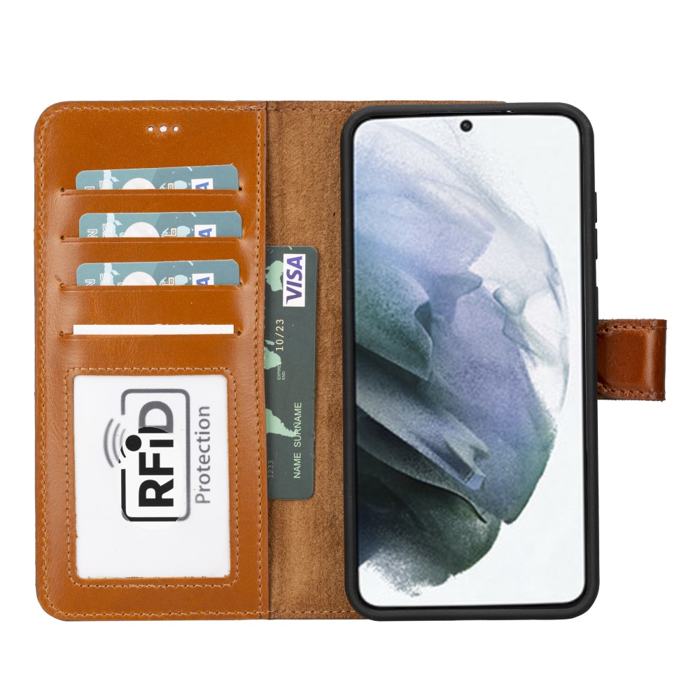 Samsung Galaxy S23 Plus Uyumlu Deri̇ Cüzdanlı Kılıf Rst2Ef Taba