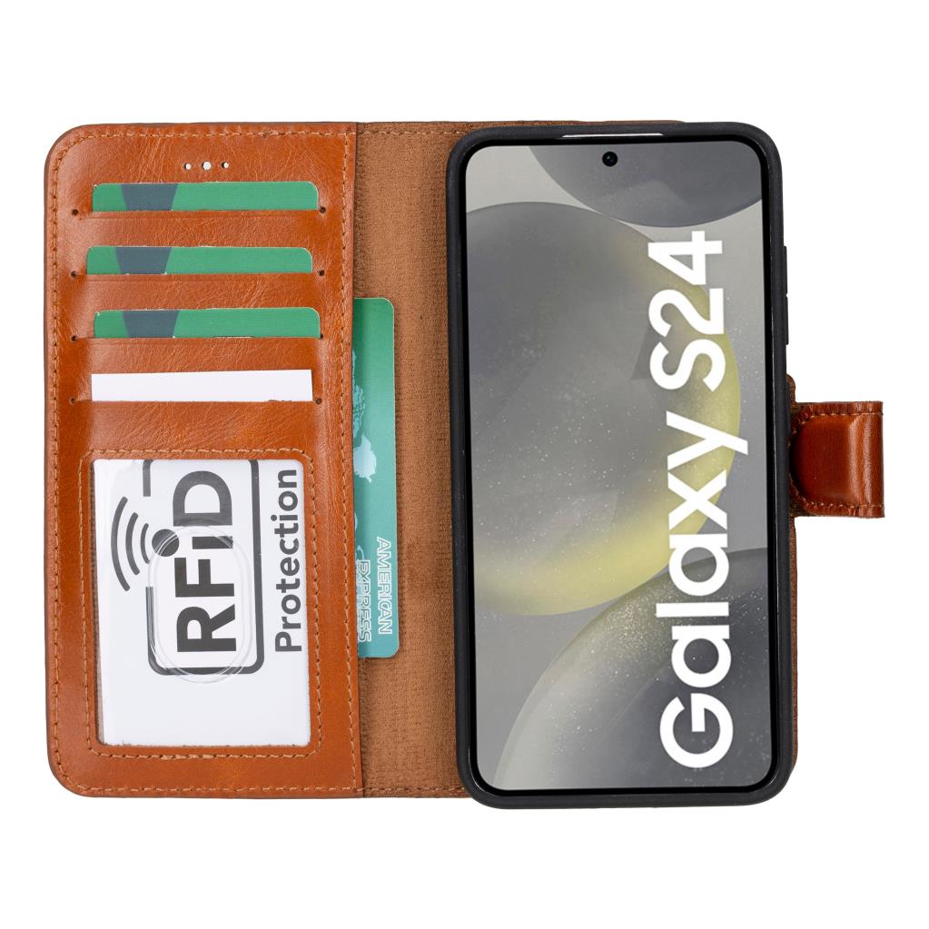 Samsung Galaxy S24 Uyumlu, Deri̇ Cüzdanlı Kılıf, Efektli̇ Taba