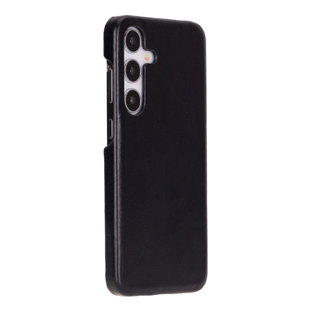 Samsung Galaxy S25 Plus Uyumlu, Haki̇ki̇ Deri̇, El Yapımı Arka Kapak, Kömür Si̇yah