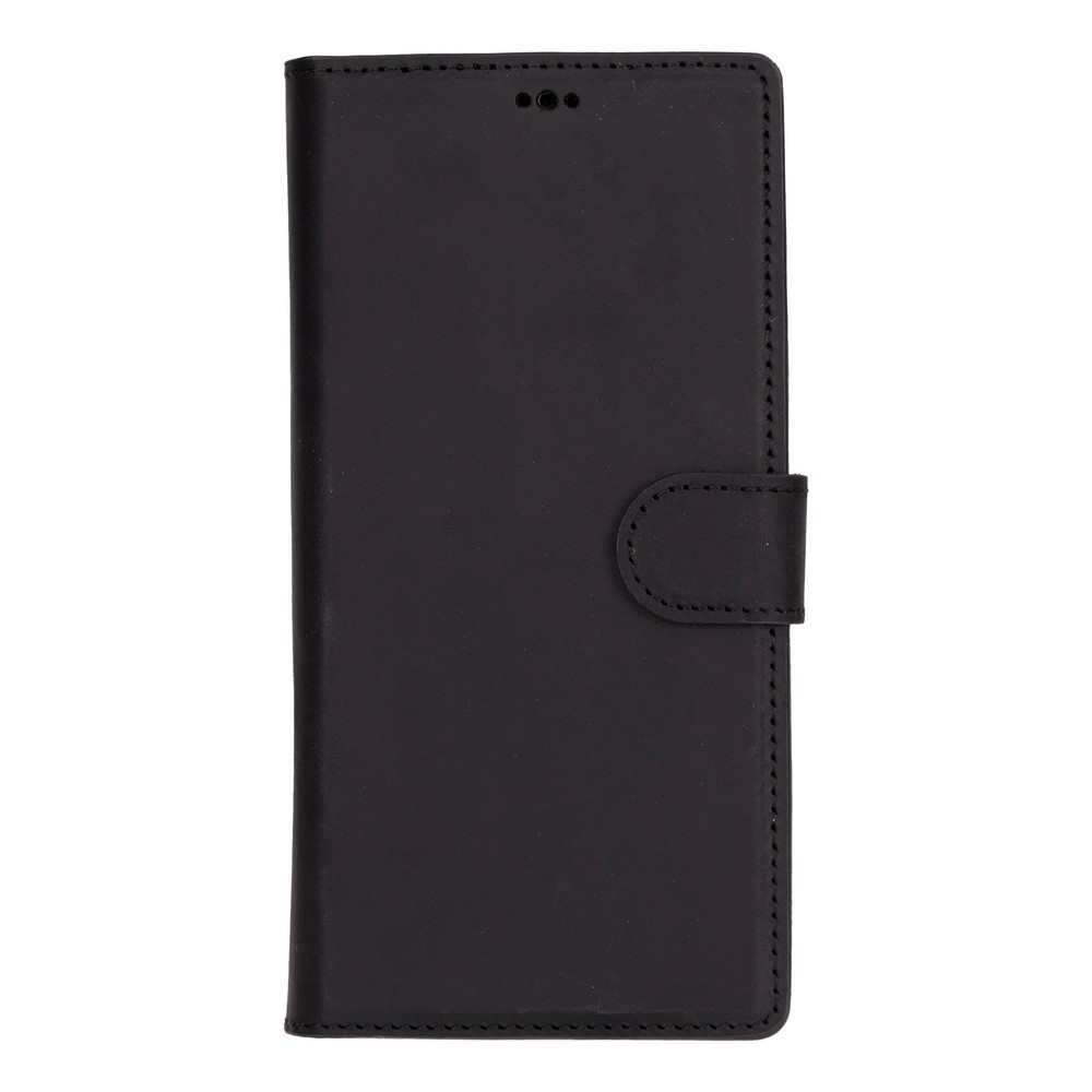 Samsung Galaxy S25 Ultra Uyumlu, Haki̇ki̇ Deri̇, El Yapımı, Cüzdanlı Kılıf, Mat Si̇yah