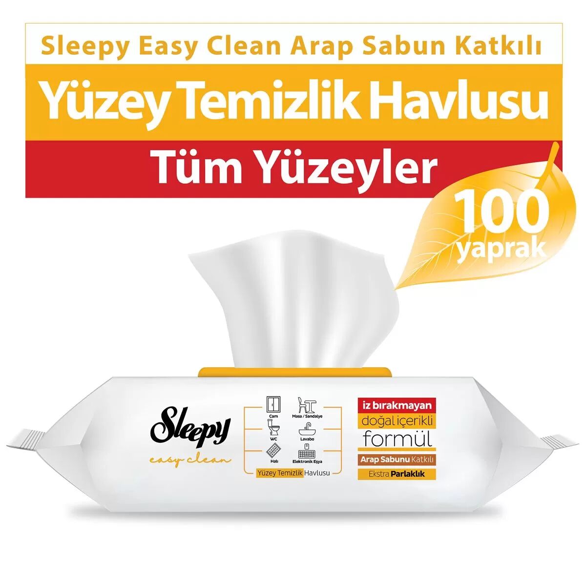 Sleepy Arap Sabunu Katkılı Yüzey Temi̇zli̇k Havlusu 100 Adet