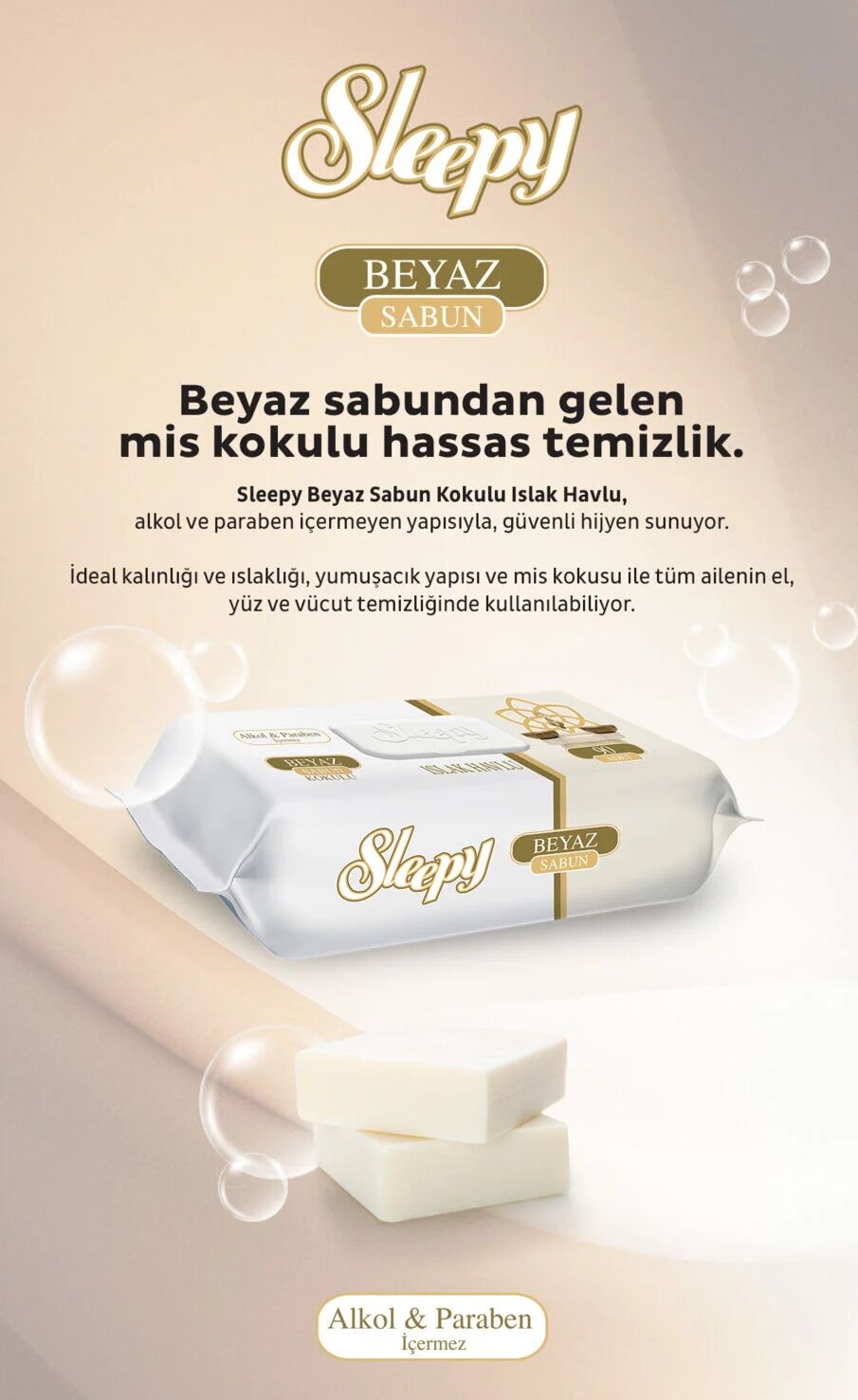 Sleepy Beyaz Sabun Kokulu Islak Havlu Mendi̇l 90 Adet