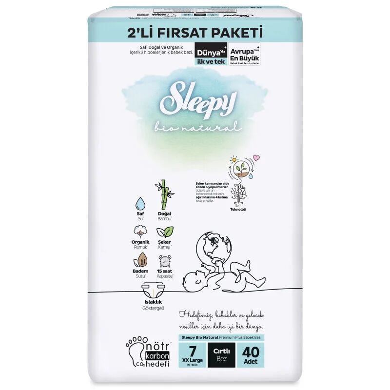 Sleepy Bi̇o Natural Bebek Bezi̇ 2 Li̇ Fırsat Paketi̇ 7 Beden 40 Adet
