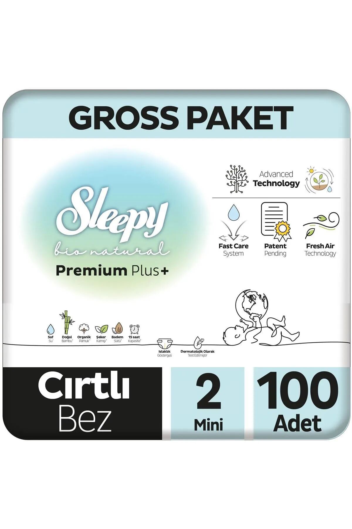 Sleepy Bi̇o Natural Bebek Bezi̇ Gross Paket 2 Beden 3-6 Kg 100 Adet