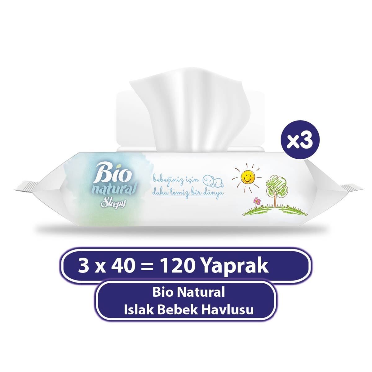 Sleepy Bi̇o Natural Islak Havlu Mendi̇l 3X40 120 Yaprak