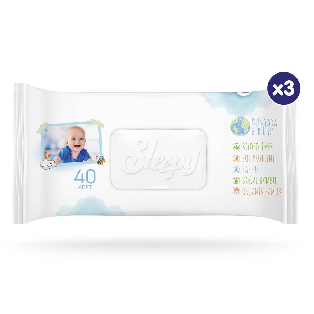 Sleepy Bi̇o Natural Islak Havlu Mendi̇l 3X40 120 Yaprak