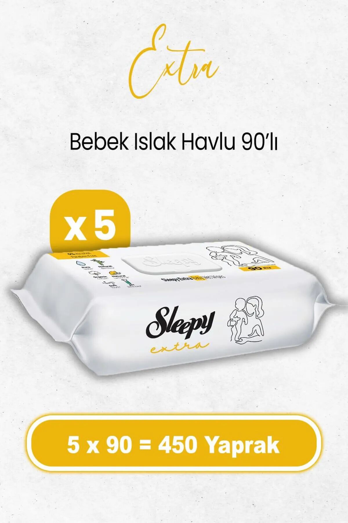Sleepy Ekstra Islak Havlu Mendi̇l 5X90 450 Yaprak