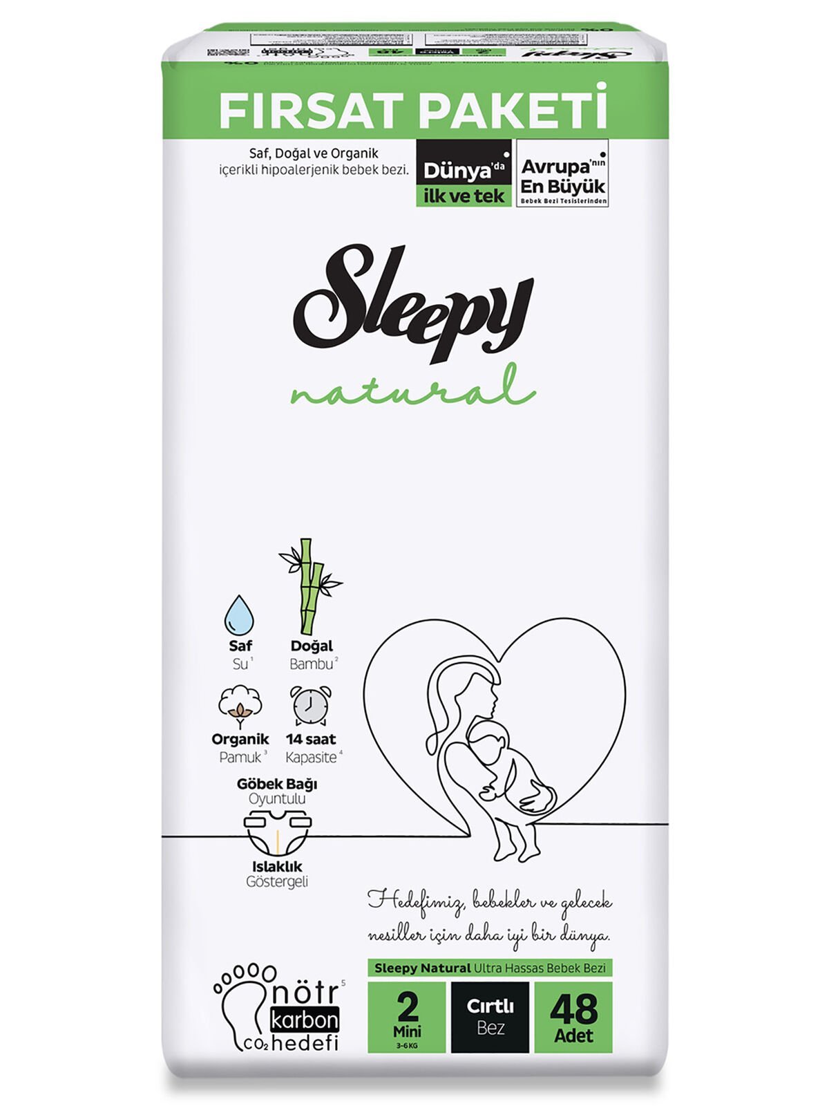 Sleepy Natural Bebek Bezi̇ 2 Li̇ Fırsat Paketi̇ 2 Beden 48 Adet