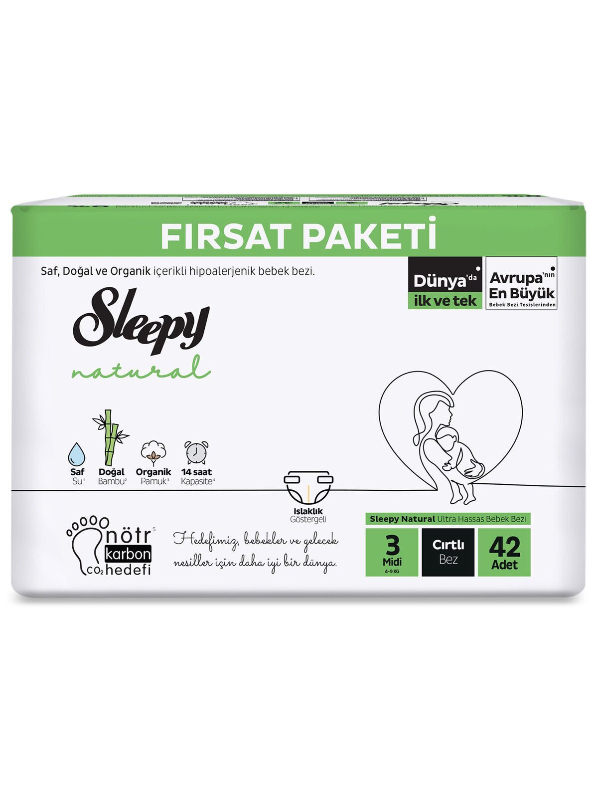 Sleepy Natural Bebek Bezi̇ 2 Li̇ Fırsat Paketi̇ 3 Beden 42 Adet