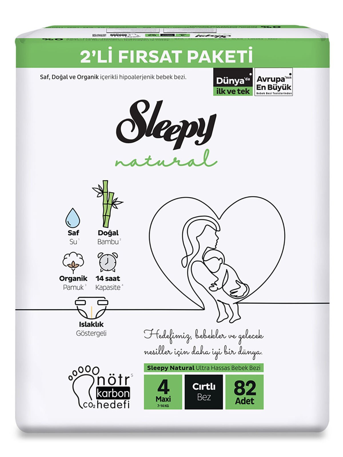 Sleepy Natural Bebek Bezi̇ 2 Li̇ Fırsat Paketi̇ 4 Beden 82 Adet
