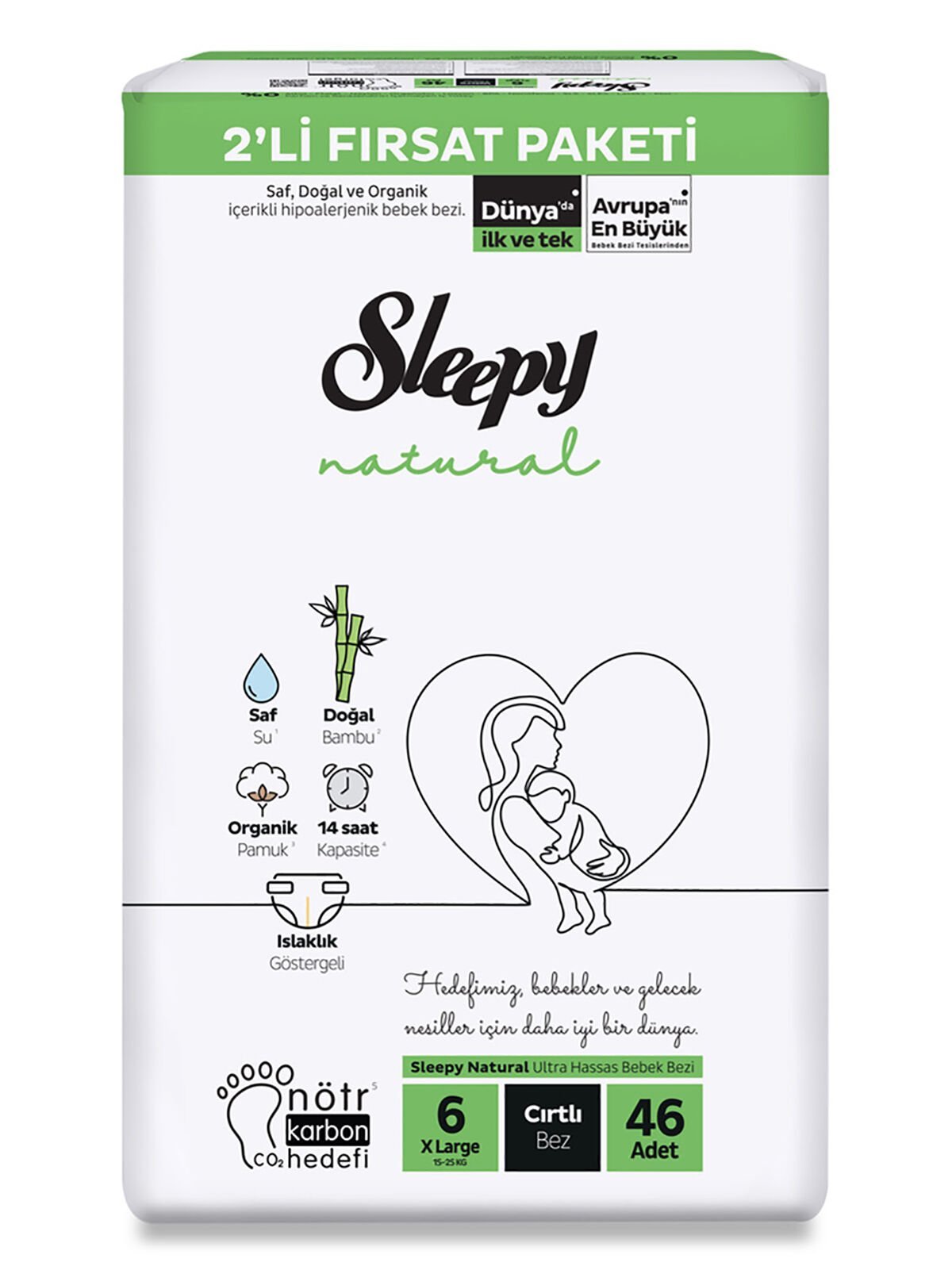Sleepy Natural Bebek Bezi̇ 2 Li̇ Fırsat Paketi̇ 6 Beden 15-25 Kg 46 Adet