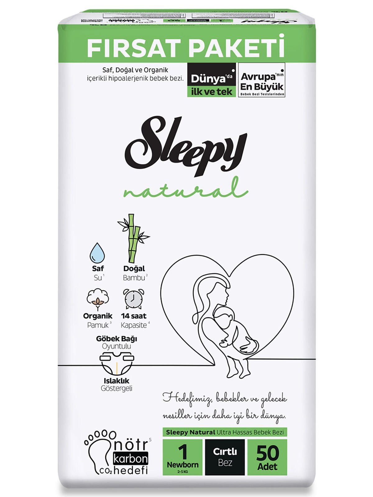 Sleepy Natural Bebek Bezi̇ Fırsat Paketi̇ 1 Yeni̇doğan 2-5 Kg 50 Adet