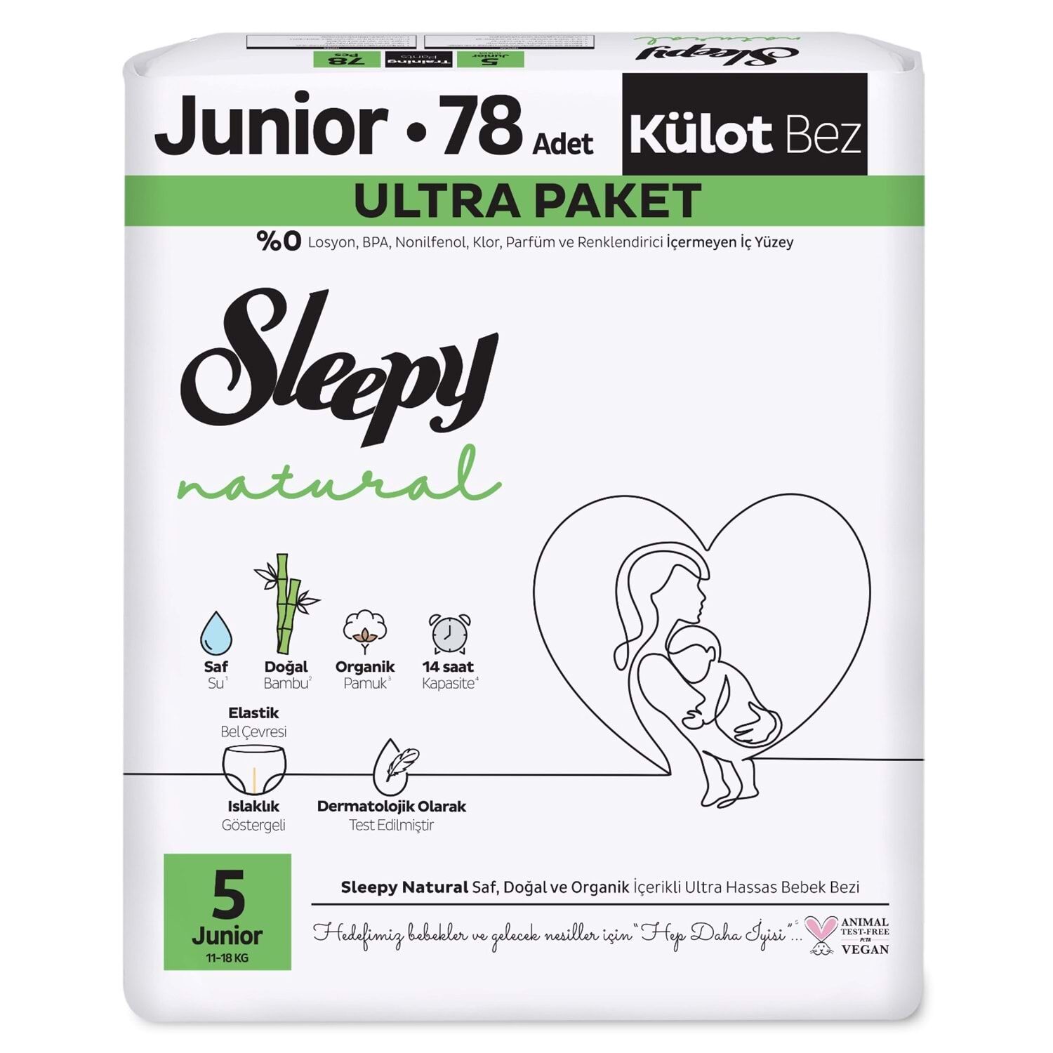 Sleepy Natural Külot Bez 2 Li̇ Ultra Paket 5 Beden 78 Adet