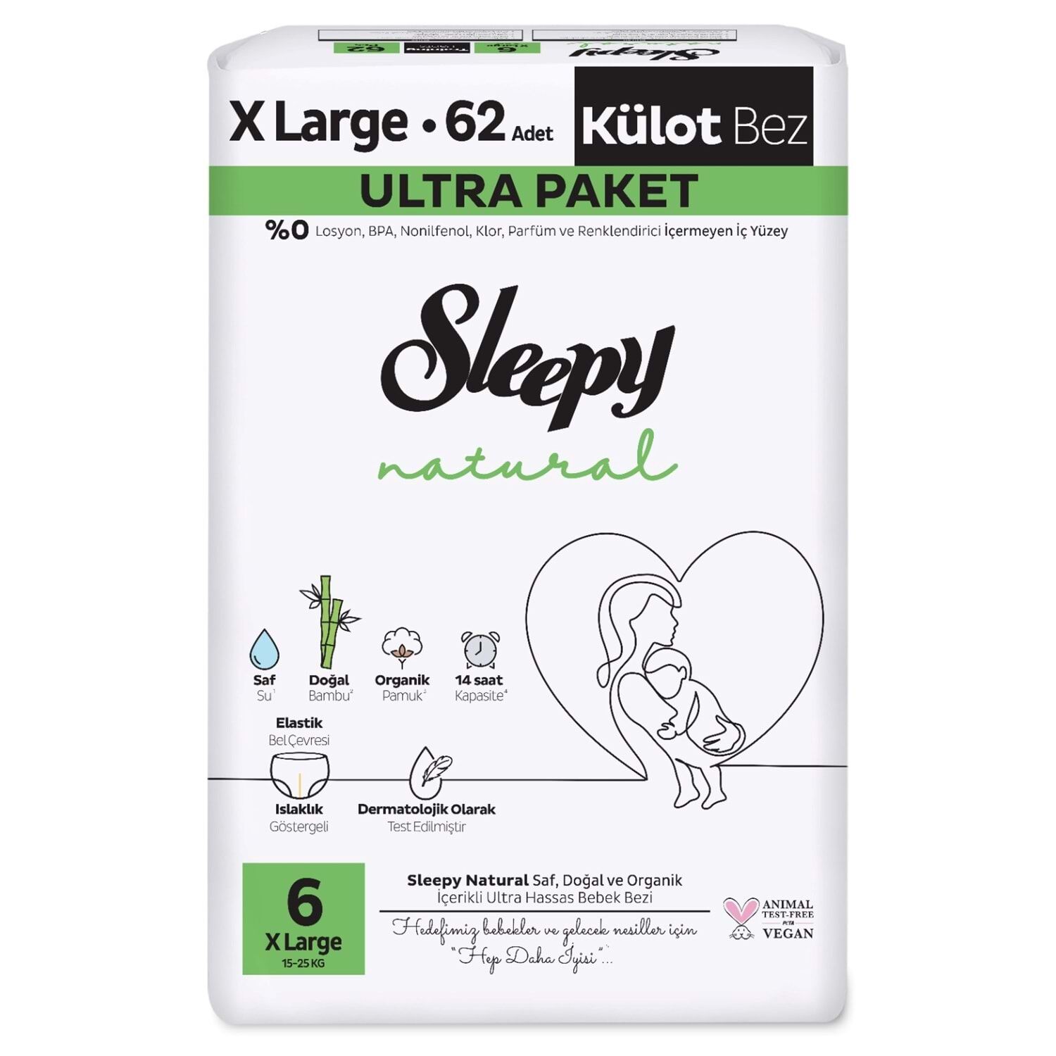 Sleepy Natural Külot Bez 2 Li̇ Ultra Paket 6 Beden 62 Adet