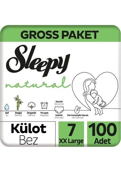 Sleepy Natural Külot Bez Gross Paket 7 Beden 100 Adet