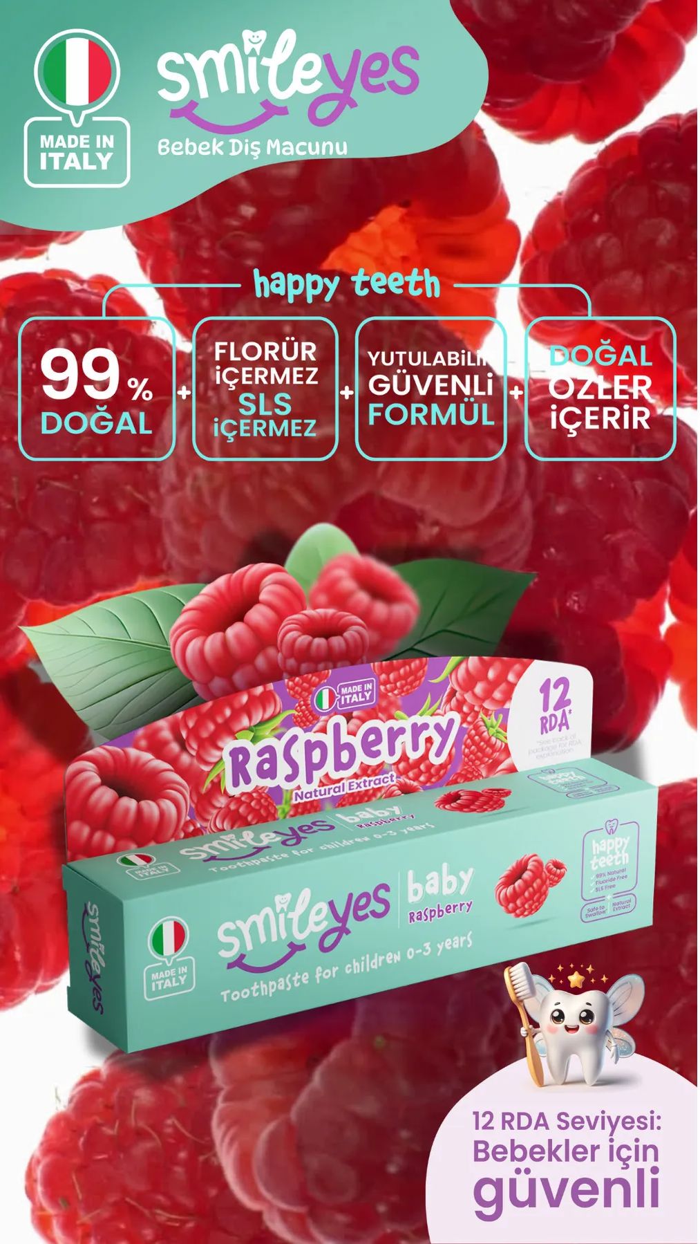 Smi̇leyes Baby Di̇ş Macunu 0-3 Yaş 30 Ml Raspberry