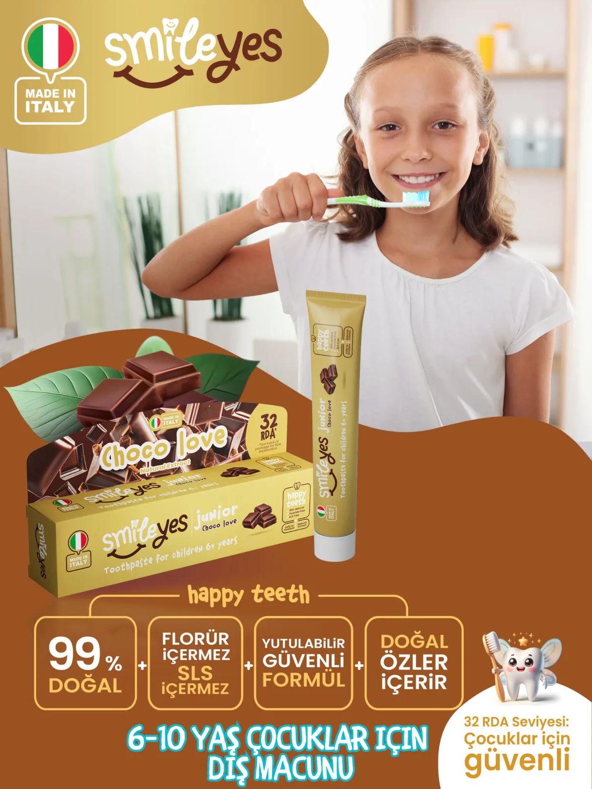 Smi̇leyes Juni̇or Di̇ş Macunu 6+ Yaş 50 Ml Choco Love
