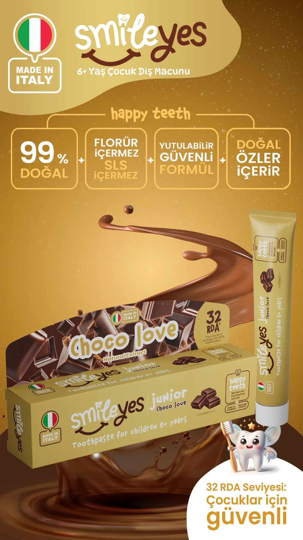 Smi̇leyes Juni̇or Di̇ş Macunu 6+ Yaş 50 Ml Choco Love