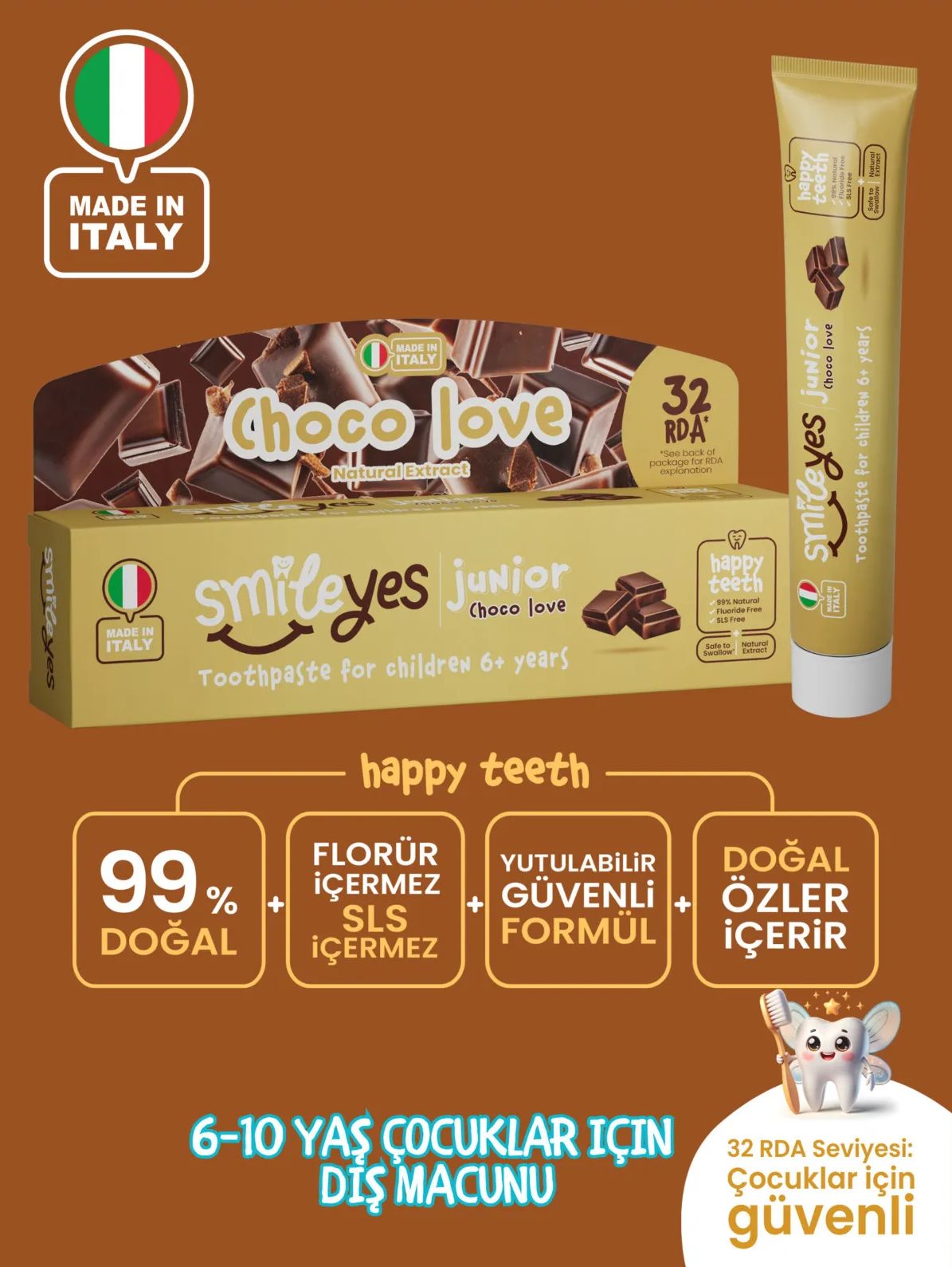 Smi̇leyes Juni̇or Di̇ş Macunu 6+ Yaş 50 Ml Choco Love