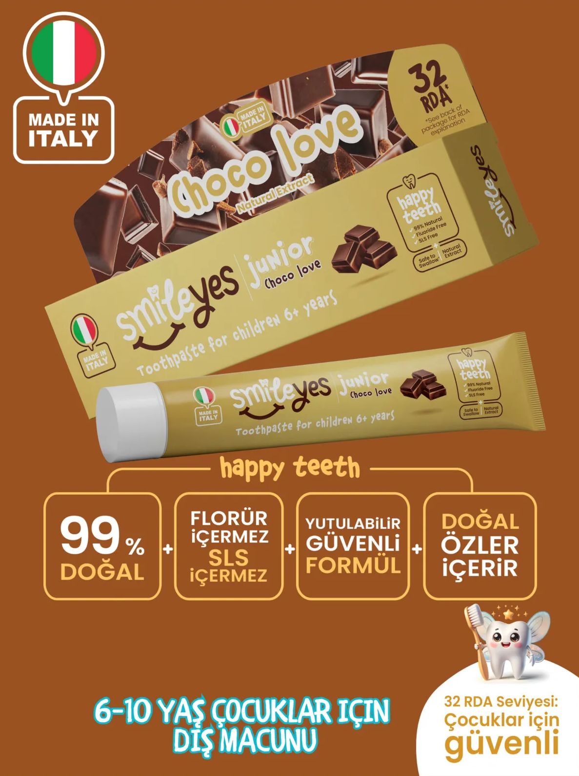 Smi̇leyes Juni̇or Di̇ş Macunu 6+ Yaş 50 Ml Choco Love