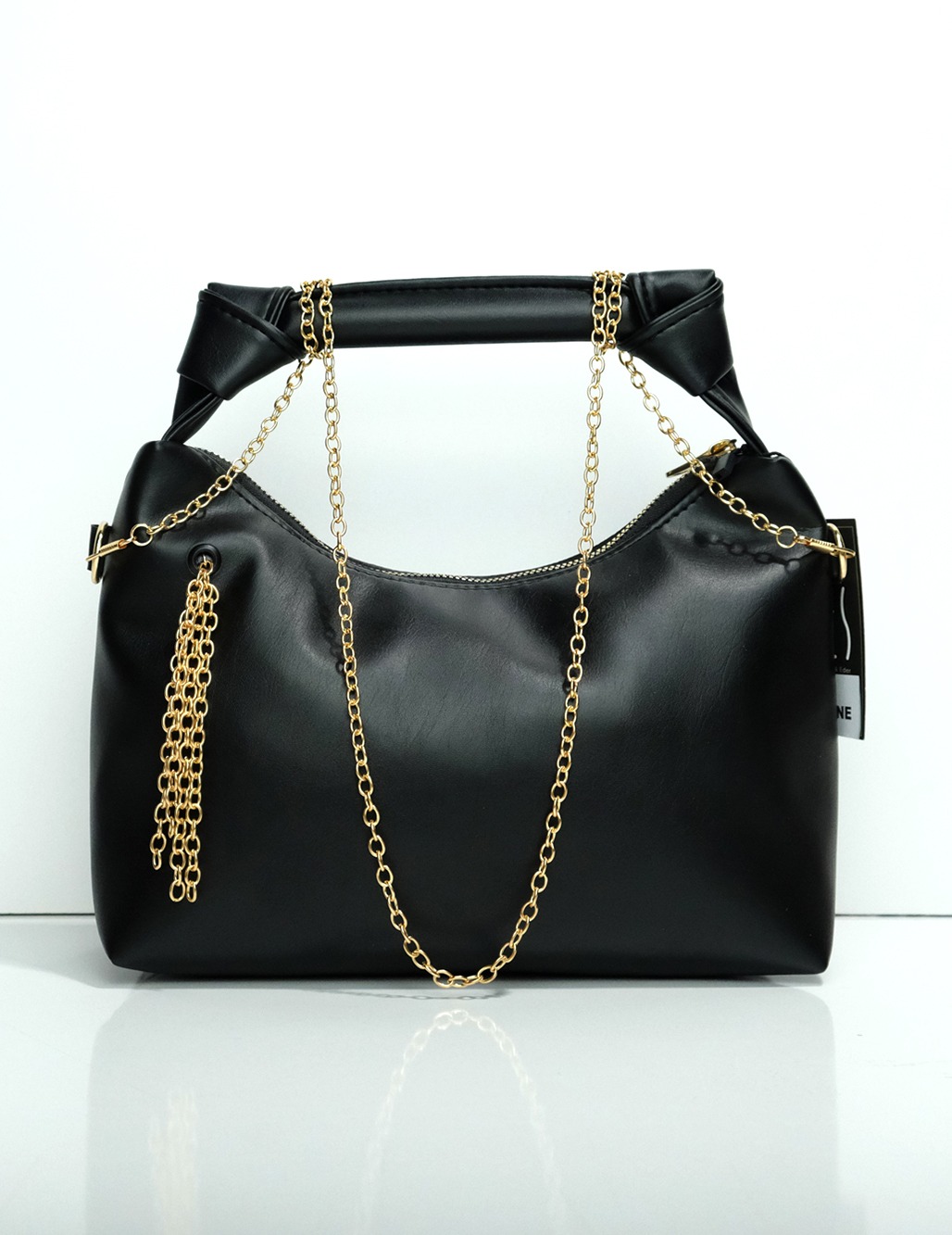 Zi̇nci̇r Ve Düğüm Detaylı Deri̇ Çanta-Si̇yah